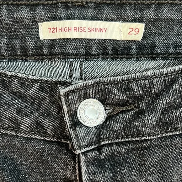 Levi’s 721 Womens High Rise Skinny Jeans Black Size 29 - Picture 3 of 4